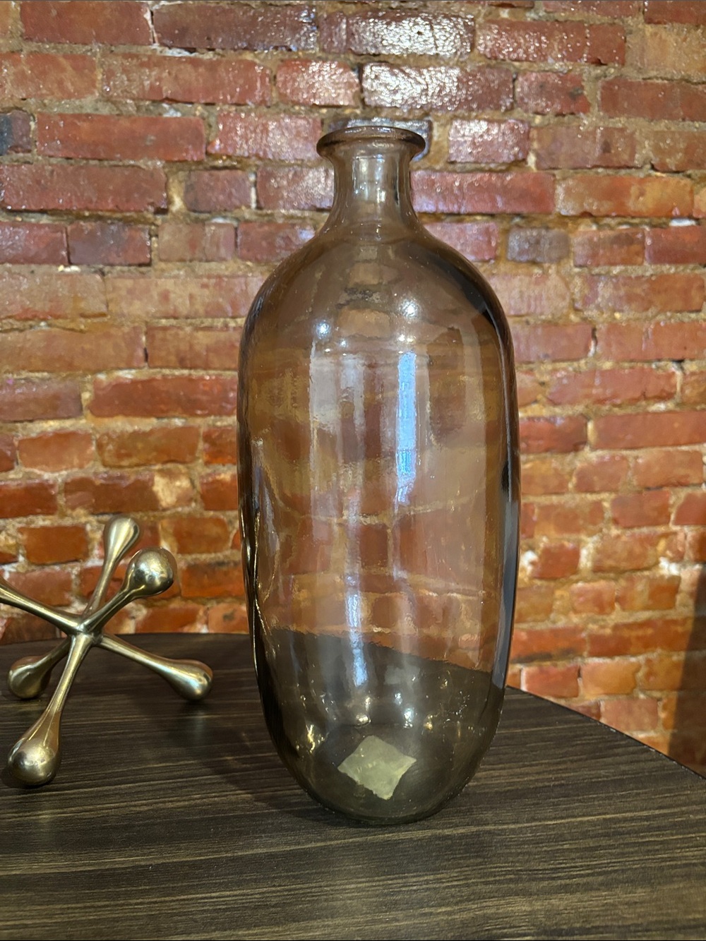 Smoked Glass Decorative Bottle Vase - Neutral Accent